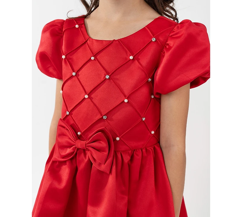 Rare Editions Girls 2T-6X Embellished Short Sleeve Dress