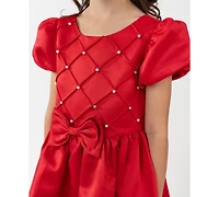 Rare Editions Girls 2T-6X Embellished Short Sleeve Dress