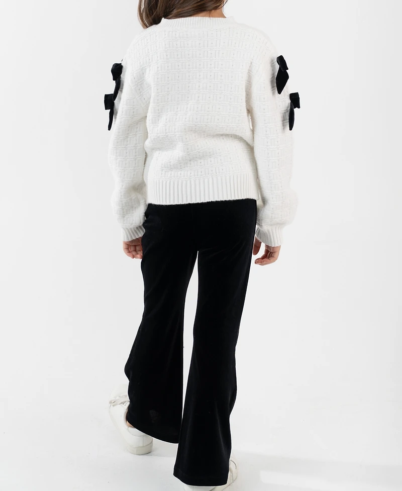 Rare Editions Girls 4T-6X 2-Piece Textured Sweater and Flare Pants Set