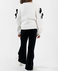Rare Editions Girls 4T-6X 2-Piece Textured Sweater and Flare Pants Set