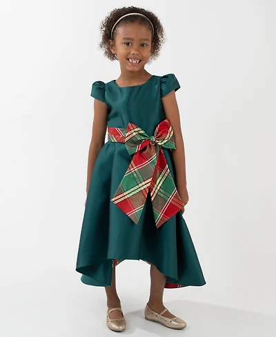 Rare Editions Girls 2T-6X Mikado Plaid Hi-Lo Dress