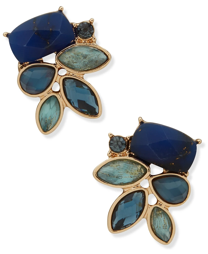 lonna & lilly Cubic Zirconia and Recon Stone Gold-Tone Cluster Stud Earrings