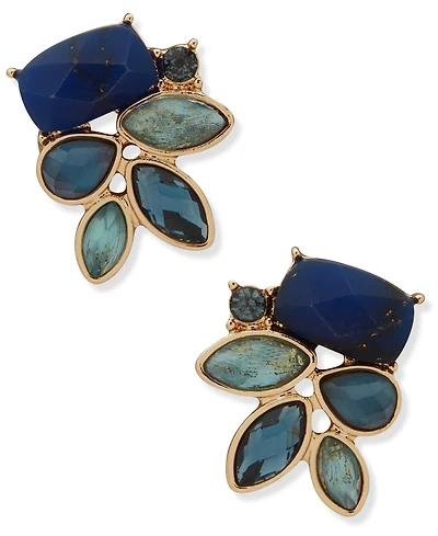 lonna & lilly Cubic Zirconia and Recon Stone Gold-Tone Cluster Stud Earrings