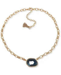 lonna & lilly Gold-Tone Blue Stone Link Pendant Necklace