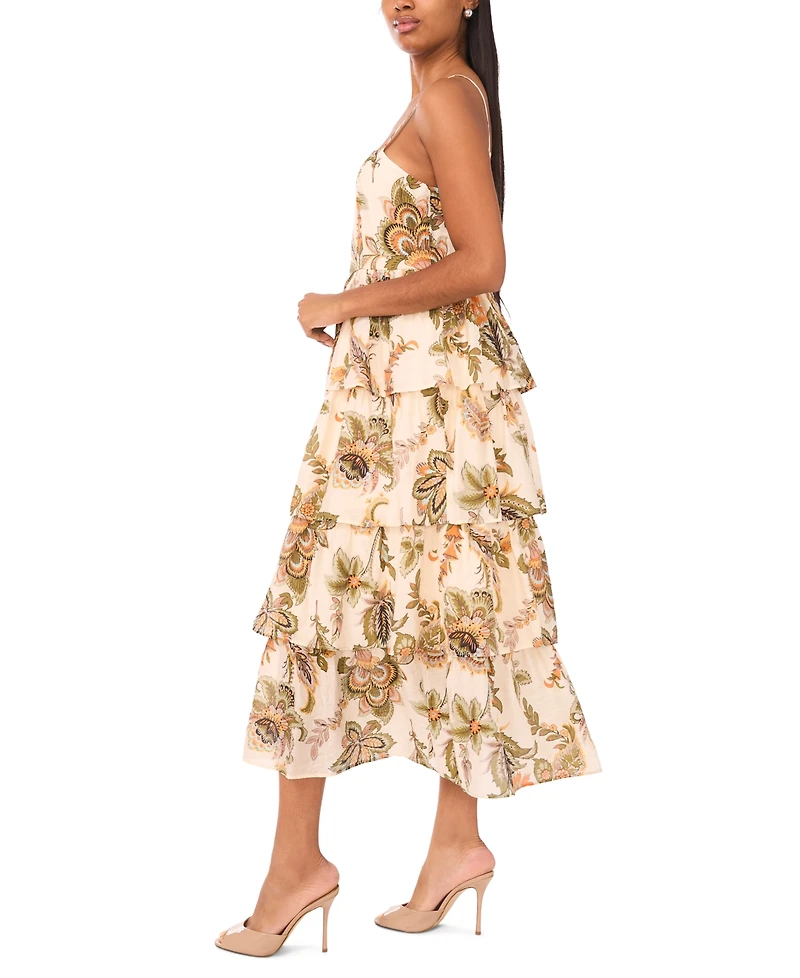 Msk Women's Sleeveless Tiered Midi Dress