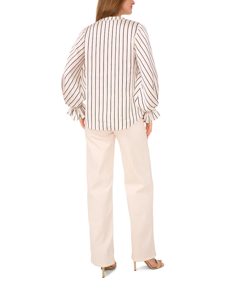 Vince Camuto Women's Split Neck Long Sleeves Top with Smocked Cuff
