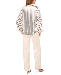 Vince Camuto Women's Split Neck Long Sleeves Top with Smocked Cuff