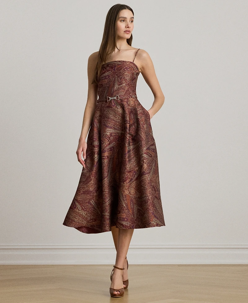 Lauren Ralph Women's Paisley Belted Cocktail Dress