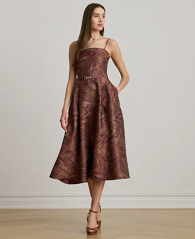 Lauren Ralph Women's Paisley Belted Cocktail Dress