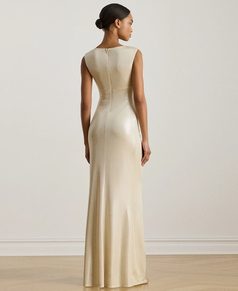 Lauren Ralph Women's Buckle-Trim Metallic Gown