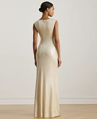 Lauren Ralph Women's Buckle-Trim Metallic Gown