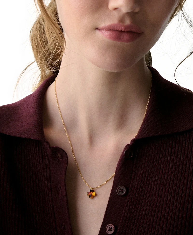 kate spade new york Cubic Zirconia Tortoise Flower Mini Pendant Necklace