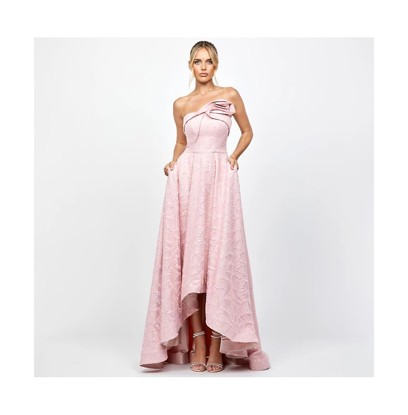 Bariano Women's Addyson Strapless Hi Lo Gown