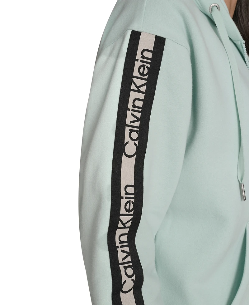Calvin Klein Women's Fleece Logo Tape Hoodie Jacket