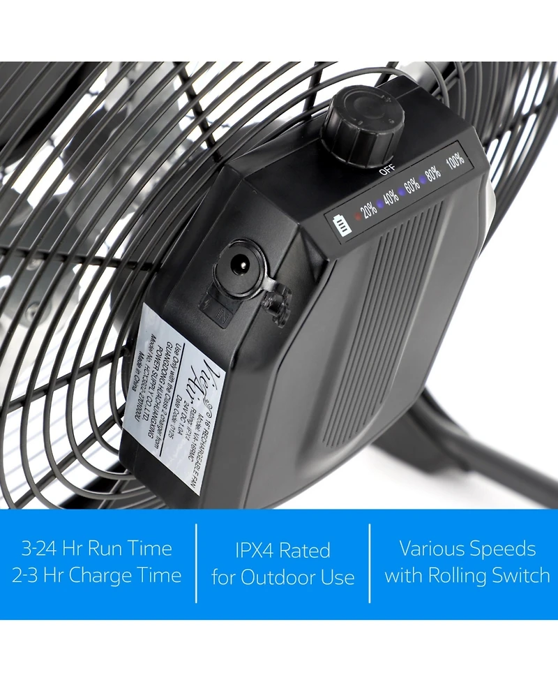 Vie Air 16 Inch Rechargeable Indoor/Outdoor Floor Fan (IPX4 Rated)