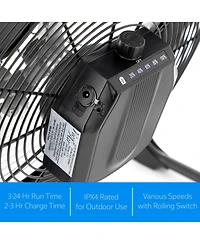 Vie Air 16 Inch Rechargeable Indoor/Outdoor Floor Fan (IPX4 Rated)