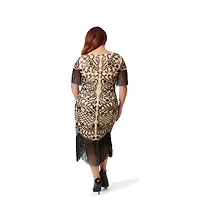 Unique Vintage Plus Beaded Nadine Fringe Flapper Dress