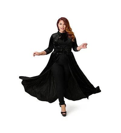 Unique Vintage Plus Three Quarter Sleeved Starlet Duster