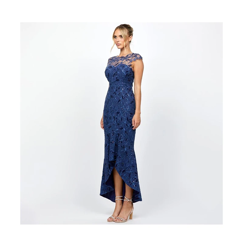 Bariano Women's Phoebe Cap Sleeve Hi Lo Dress
