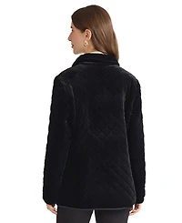 Jones New York Women's Quilted Velvet Snap-Front Jacket