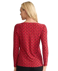 Jones New York Women's Printed Keyhole Top