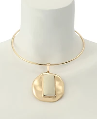 Robert Lee Morris Soho Ivory Molten Disc Statement Pendant Wire Necklace