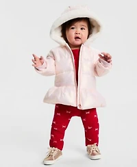 First Impressions Baby Girls Iridescent Hooded Jacket Bow Print Top Pants Macys Exclusive