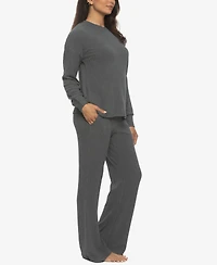 Felina Women's Regular Serena Crew Neck Pullover Brushed Rib Lounge Set