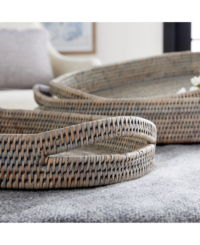Burma Rattan Oval Serving Trays Set of 3