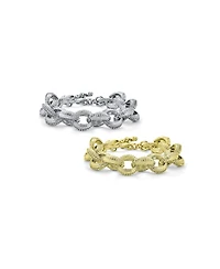 Bling Jewelry Set of 2 Large Oval Links Chunky Chain Link Bracelet Toggle Clasp Gold Plated