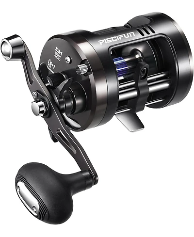 Chaos Pro Baitcasting Fishing Reel, Cnc Machined Aluminum Body Round Catfish Reel, Waterproof Trolling Reel with Level Wind & Magnetic Braking System
