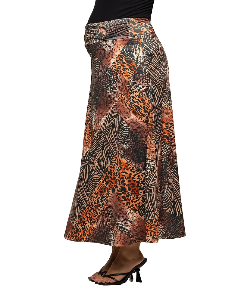 24seven Comfort Apparel Women's Maternity Maxi Skirt