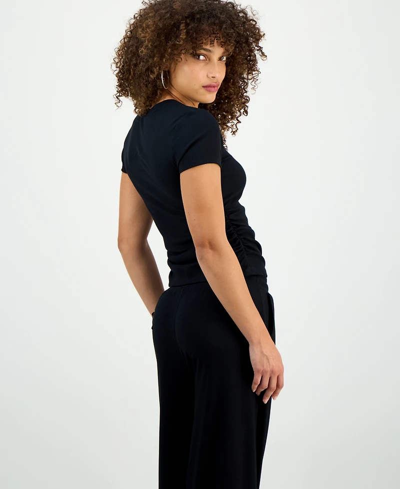 I.n.c. International Concepts Petite Side-Ruched Ribbed Knit T-Shirt, Macy's Exclusive