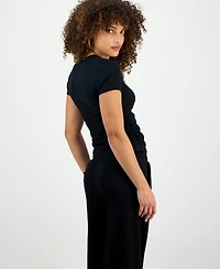 I.n.c. International Concepts Petite Side-Ruched Ribbed Knit T-Shirt, Macy's Exclusive