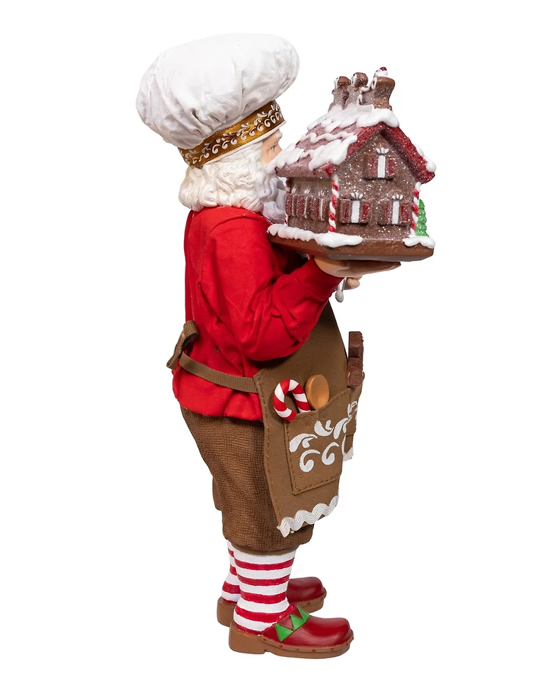 Kurt Adler 10.5-Inch Fabriche Chef Santa Decorating Gingerbread House