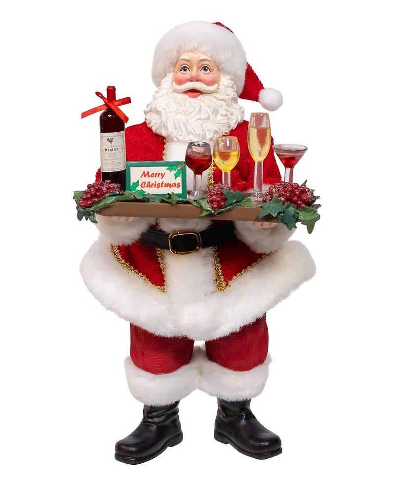 Kurt Adler 10.5-Inch Fabriche Wine Santa