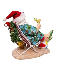 Kurt Adler 8.5-Inch Fabriche Santa Sitting on Beach Chair
