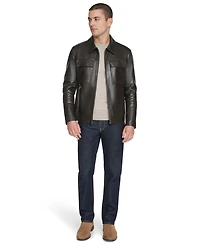 Cole Haan Men's Bonded Leather Trucker Jacket