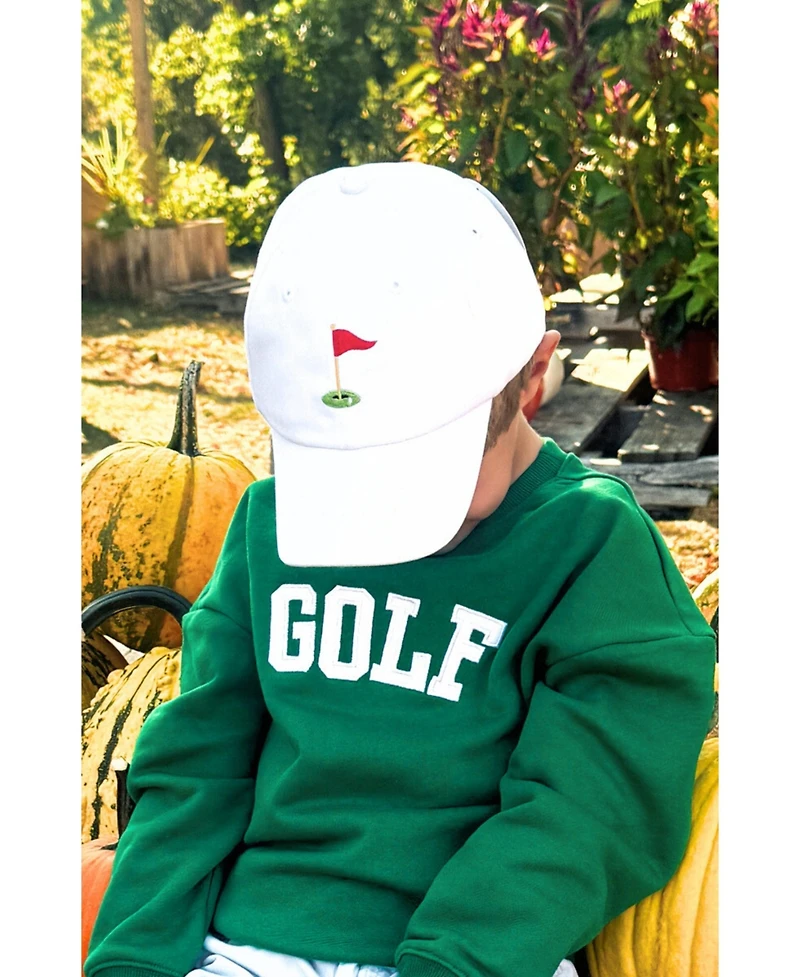Bits & Bows Boys Boys Golf Flag Baseball Hat in White