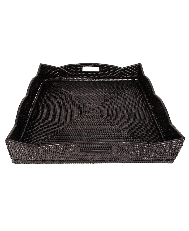 Artifacts Rattan Scallop Collection Square Tray With Cutout Handles