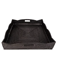 Artifacts Rattan Scallop Collection Square Tray With Cutout Handles