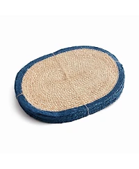 Jute Coil Oval Placemats, Set of 8 - Natural/Navy