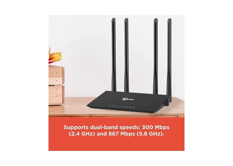 RadioShack High Speed 1200Mbps Wireless Router For Fast Internet Dual Band WiFi 2.4Ghz 5.8Ghz 2505012