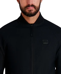 Karl Lagerfeld Paris Men's Logo Patch Track Bomber Jacket