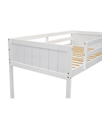 Twin Wood Low Loft Bed with Ladder, ladder can be placed on the left or right
