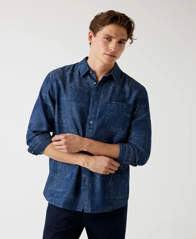 Guess Men's Bandana Long Sleeve Overshirt