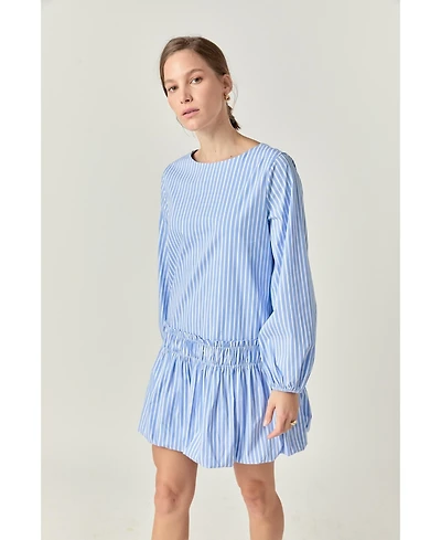 English Factory Women's Stripe ballon Mini Dress
