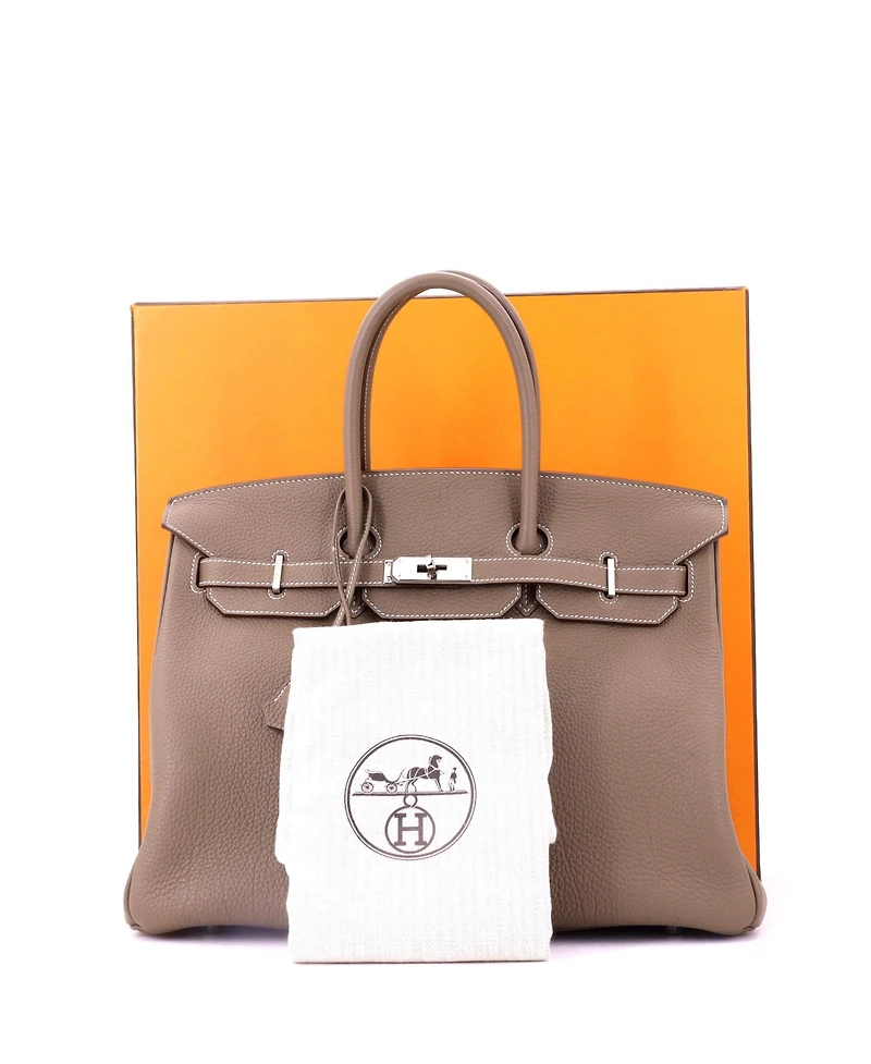 Pre-Owned HERMA‰S Birkin 35 Handbag Grey Togo with Palladium Hardware