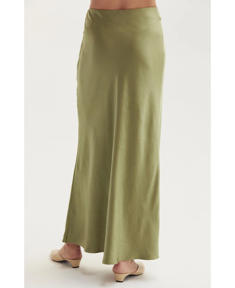 Crescent Women's Gabrielle Crushed Satin Maxi Skirt