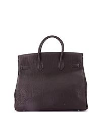 Pre-Owned Hermes Hac 32 Handbag Brown Fjord with Palladium Hardware